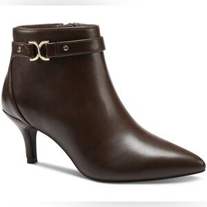 Charter Club Ulyssa Brown Pointed Toe Kitten Heel Ankle Booties-Size 8.5 (NWOB)